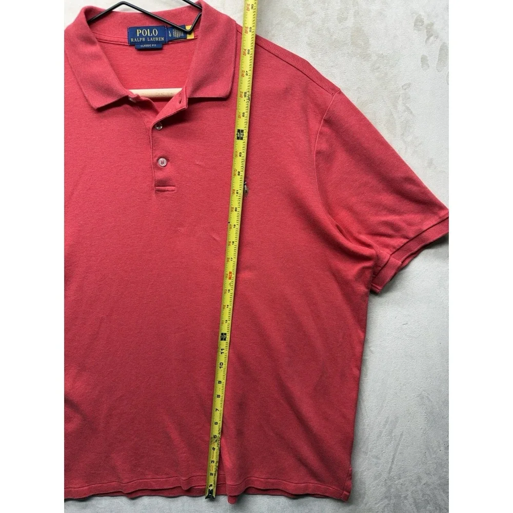 Polo Ralph Lauren Custom Slim Fit Polo Shirt Men's L Red Soft Touch Flesh Pony